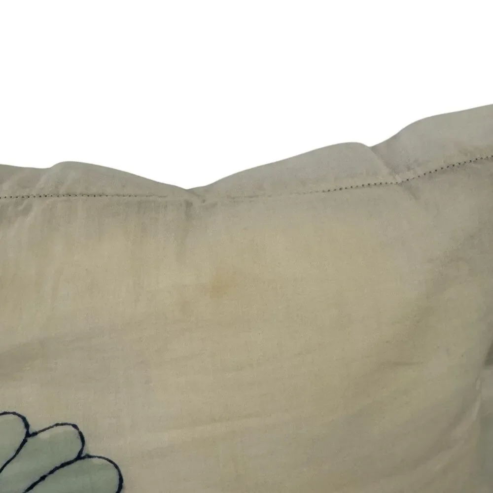Soma Organic Cotton Pillow Hand Block Print Throw Blue White Boho Ethnic READ